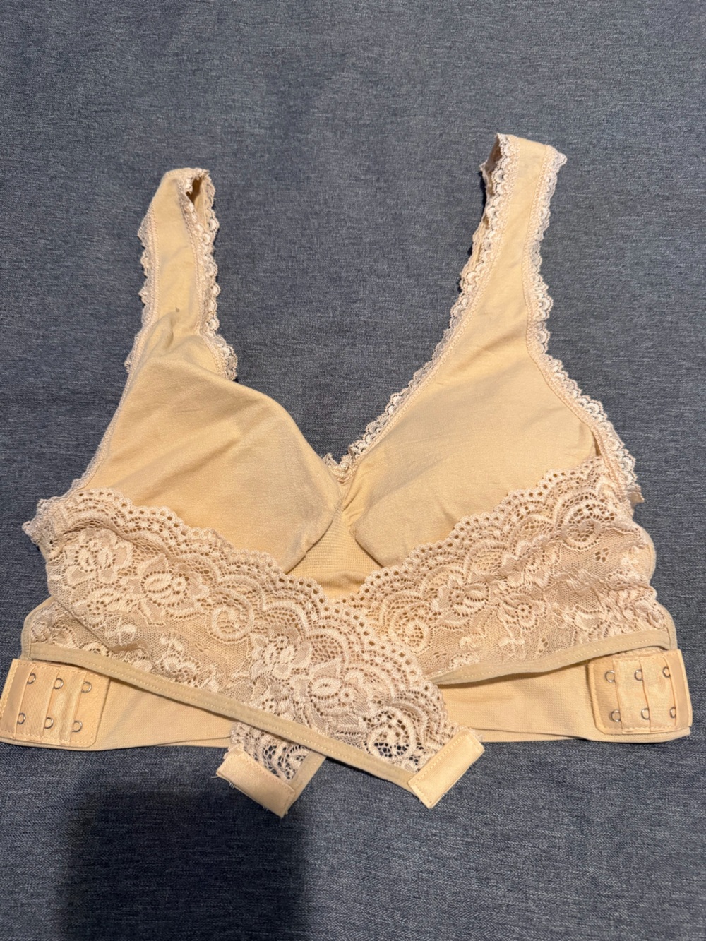 Lace Trim Wireless Bralette - Cream